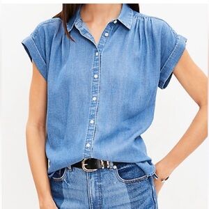 LOFT Chambray Dolman Shirt - Blue